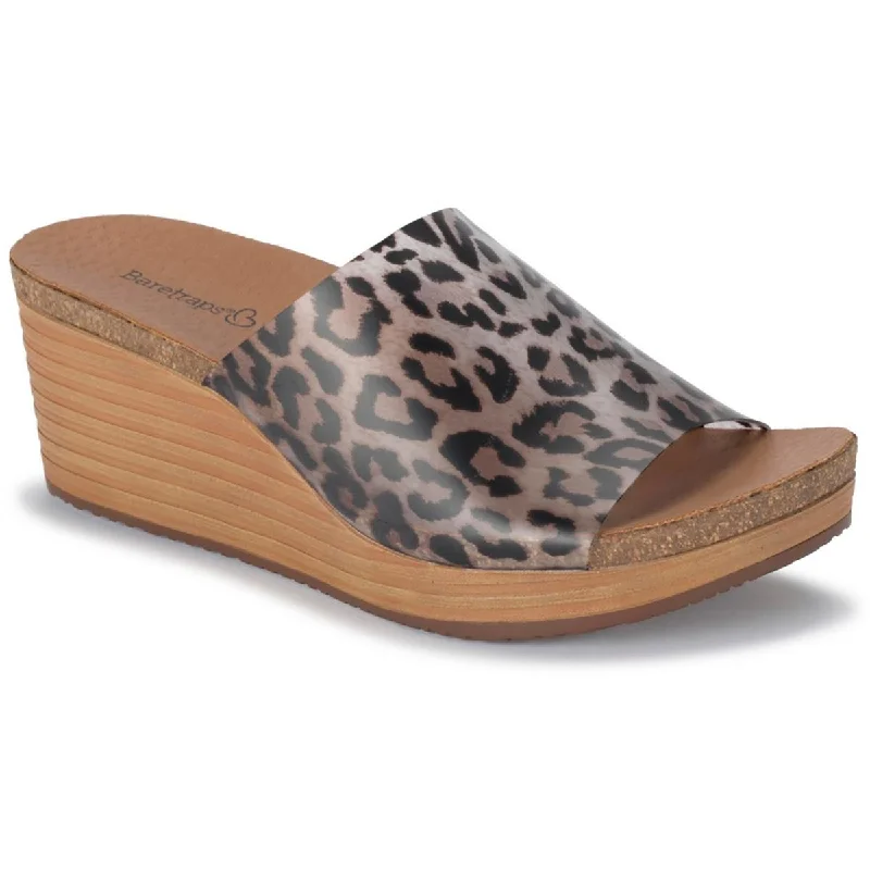 Baretraps Womens YALISSA Animal Print Vinyl Mule Sandals