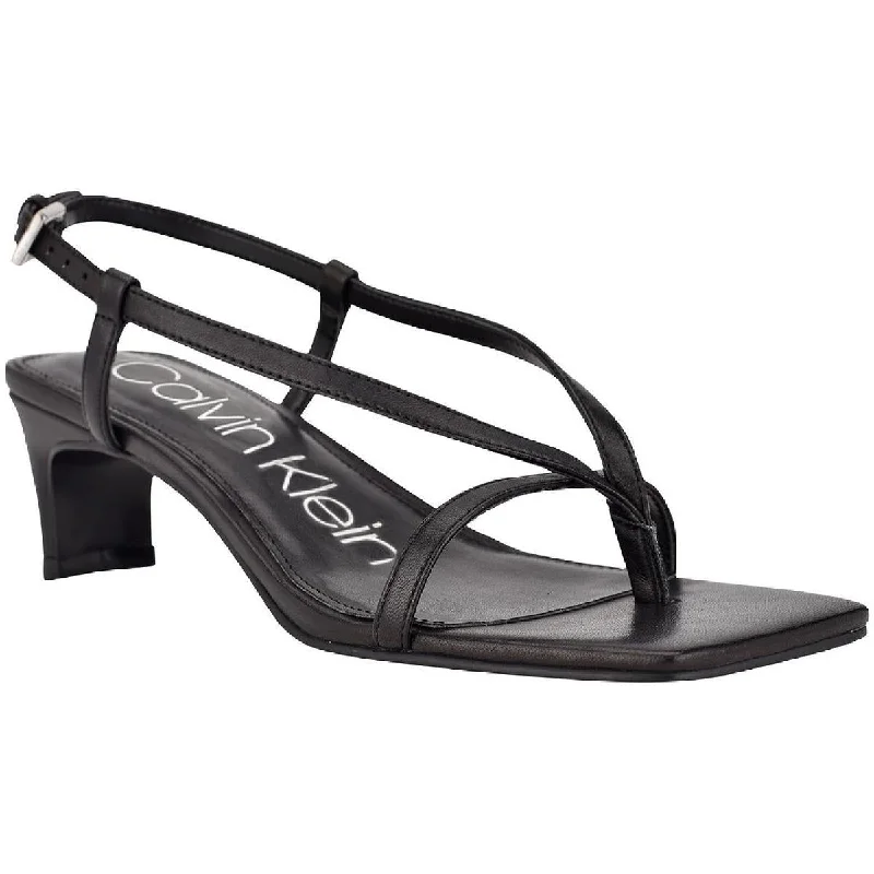 Calvin Klein Womens Willo Leather Square -Toe Slingback Sandals