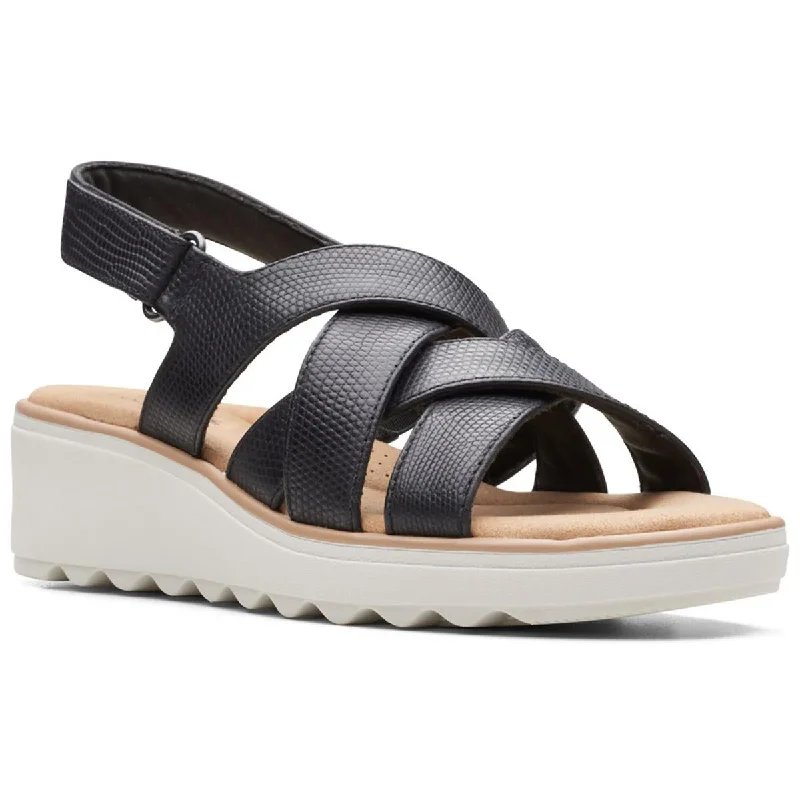 Clarks Womens Jillian Spring Leather Criss-Cross Strappy Sandals