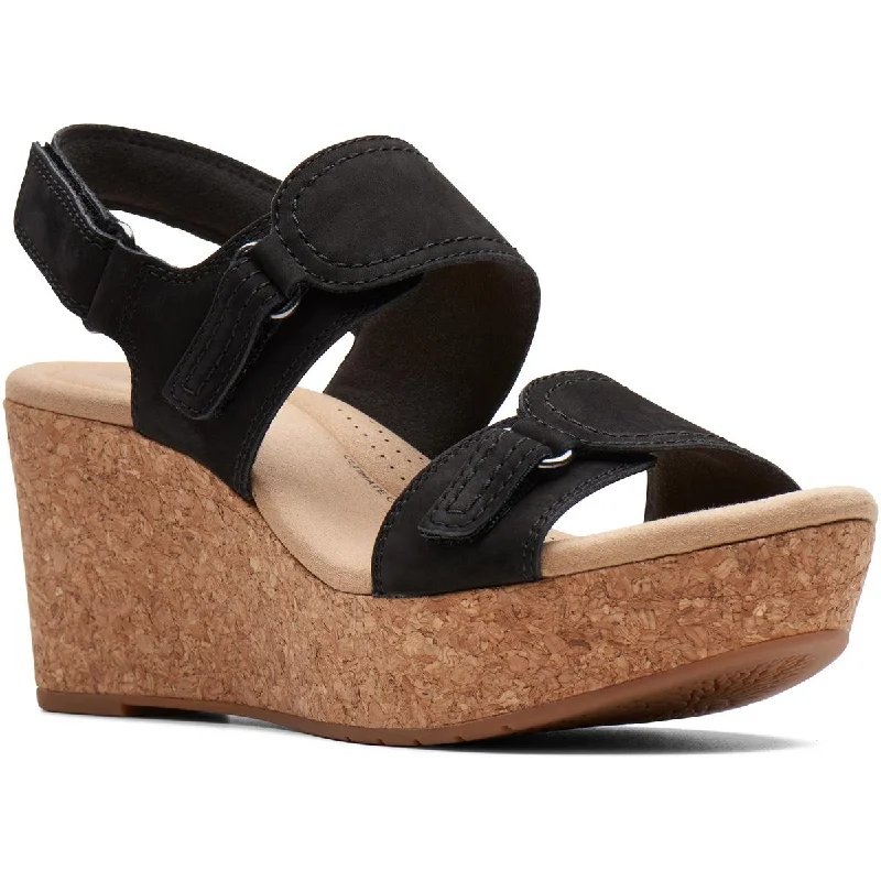 Clarks Womens Rose Lane Suede Wedge Sandals