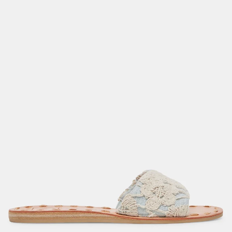 Dalon Sandals Cream Blue Lace