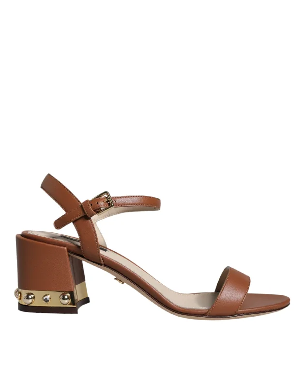 Dolce & Gabbana  Leather Ankle Strap Sandals Women's Shoes