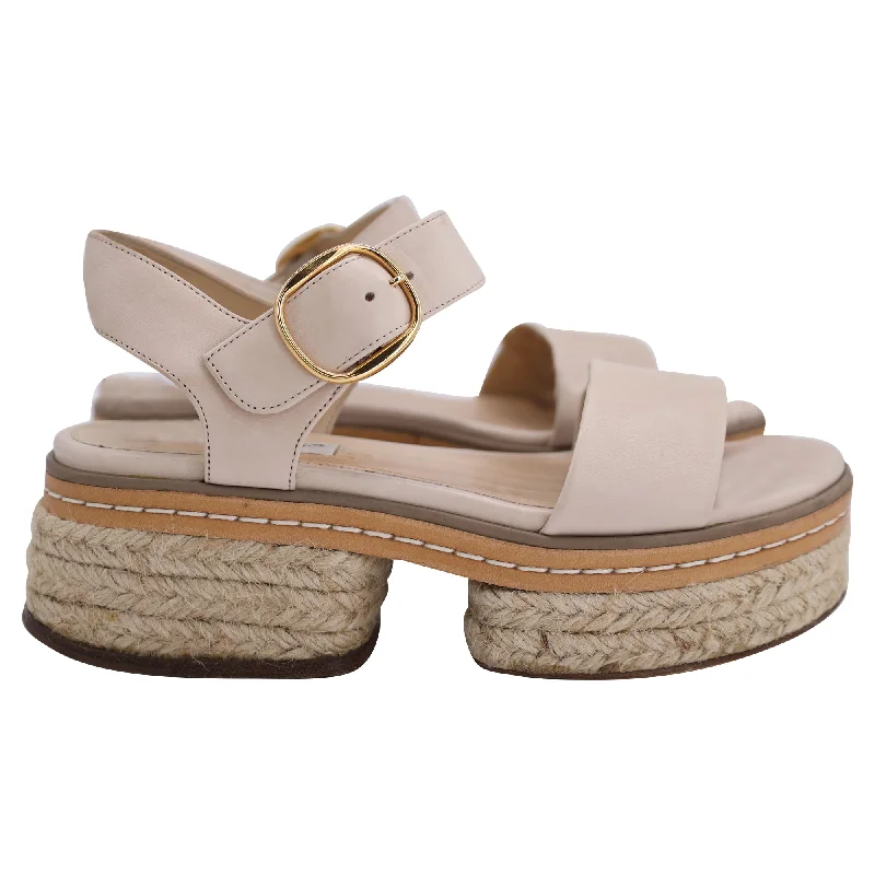 Gabriela Hearst Ryka Ankle-Strap Sandals in Beige Calfskin Leather