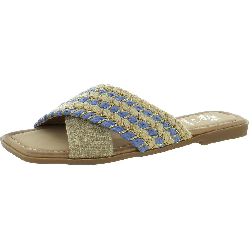 GC Shoes Womens CHARITA Square toe Woven Flatform Sandals