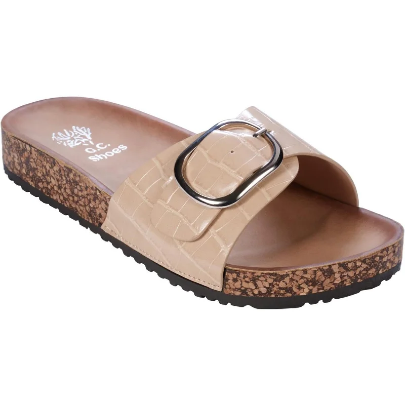 GC Shoes Womens Luna Faux Leather Slide Sandals