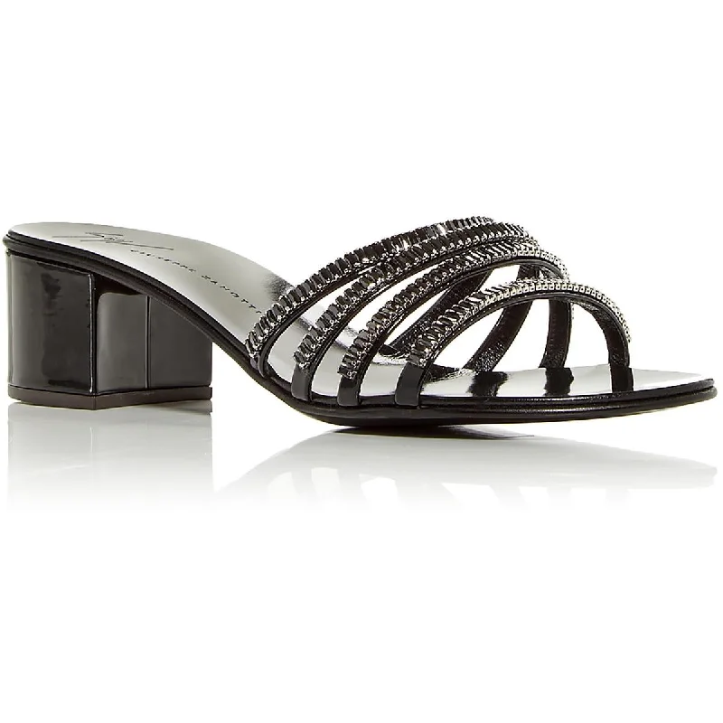 Giuseppe Zanotti Womens Nero Rhinestone Slide Sandals