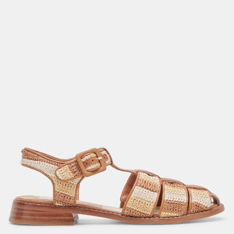 Holis Sandals Tan Multi Raffia