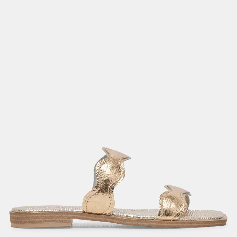 Ilva Sandals Gold Distressed Leather