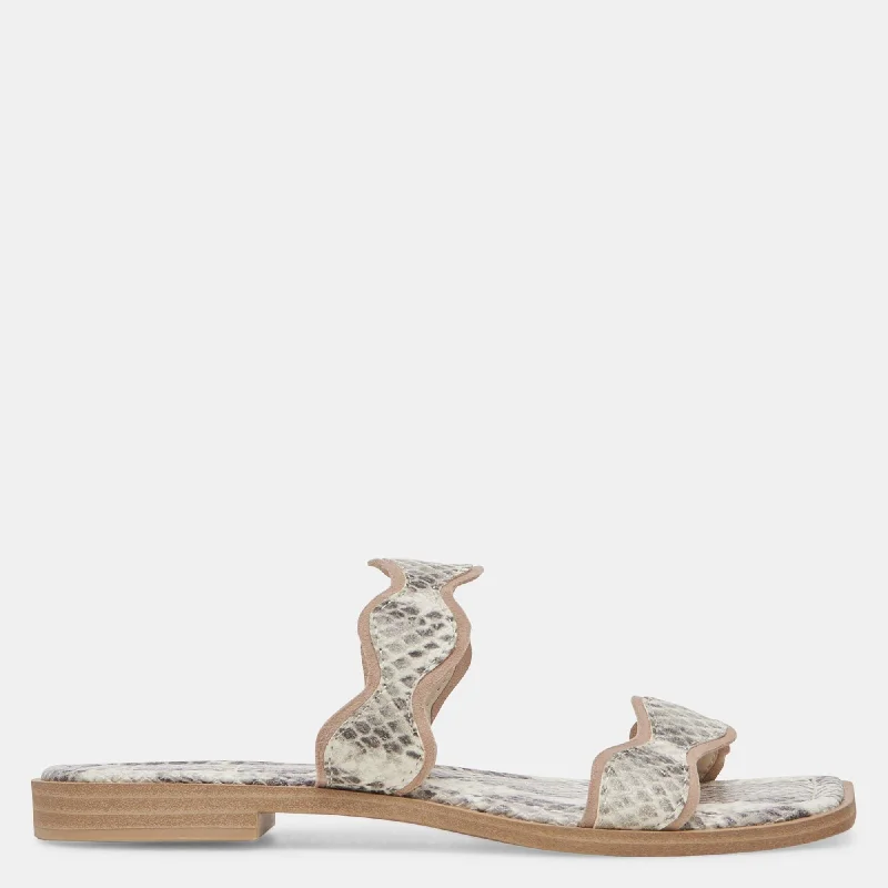 Ilva Sandals Grey White Embossed Leather