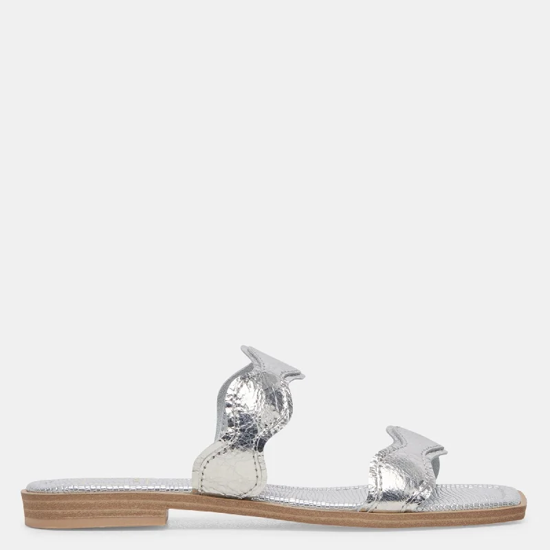 Ilva Sandals Silver Distressed Leather