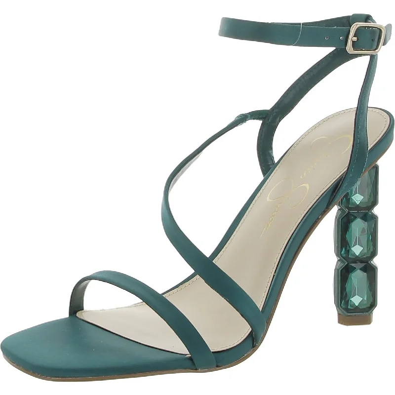 Jessica Simpson Womens Jety Satin Ankle Strap Slingback Sandals