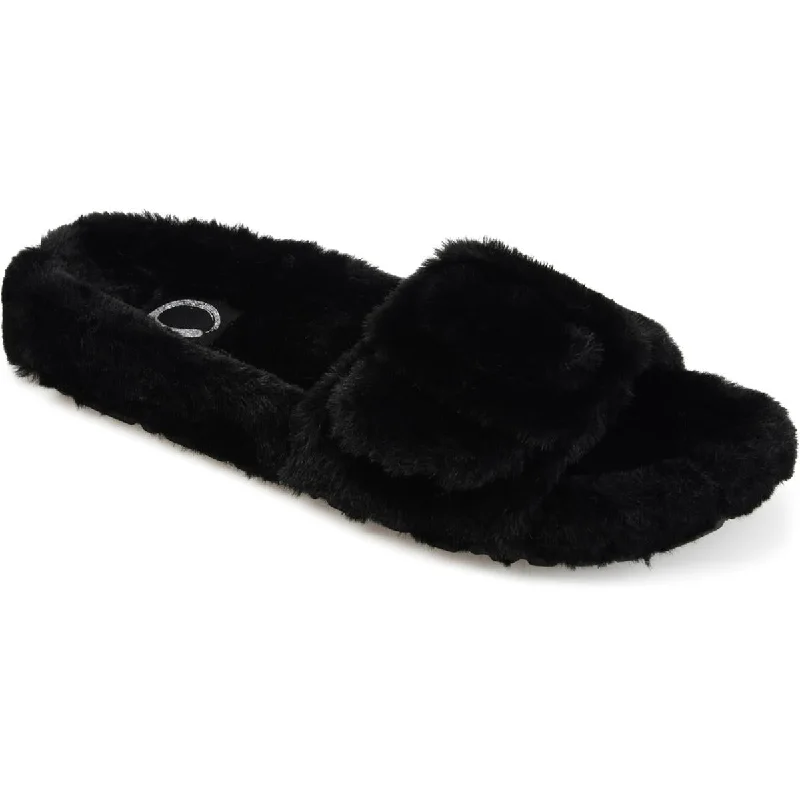 Journee Collection Womens Faux Fur Slide Slide Sandals