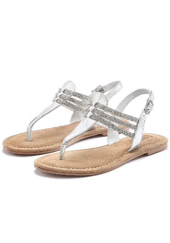 LASCANA Women's Strappy Rhinestone Sandals