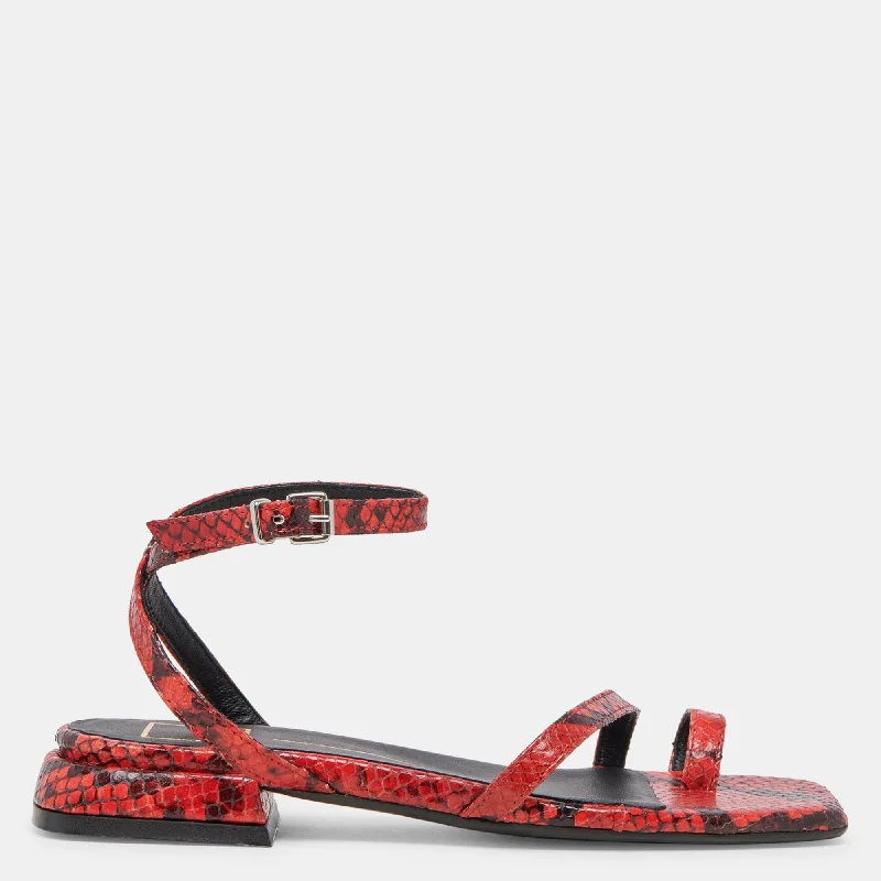 Lexi Sandals Red Snake Embossed