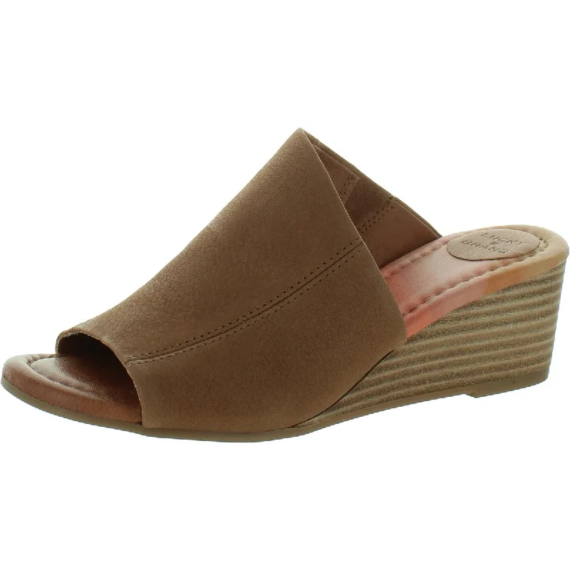 Lucky Brand Womens MALENNA Leather Wedge Sandals