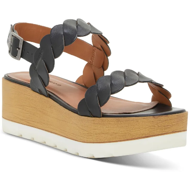 Lucky Brand Womens Vellenora Leather Round Toe Flatform Sandals