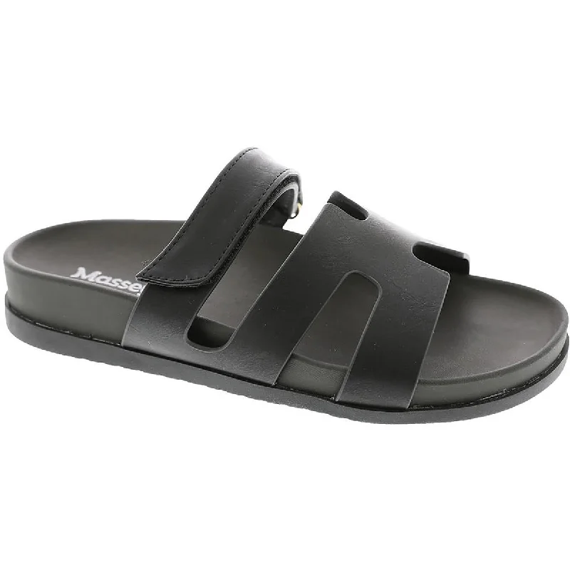 Masseys Womens Hope Faux Leather Slide Sandals