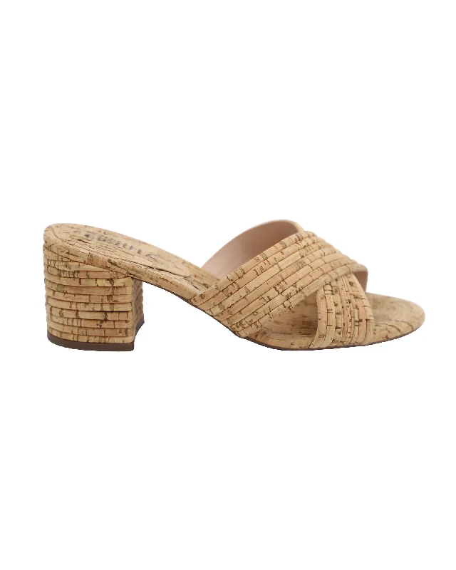 Schutz Ana Kate Open Toe Sandals in Beige Cork