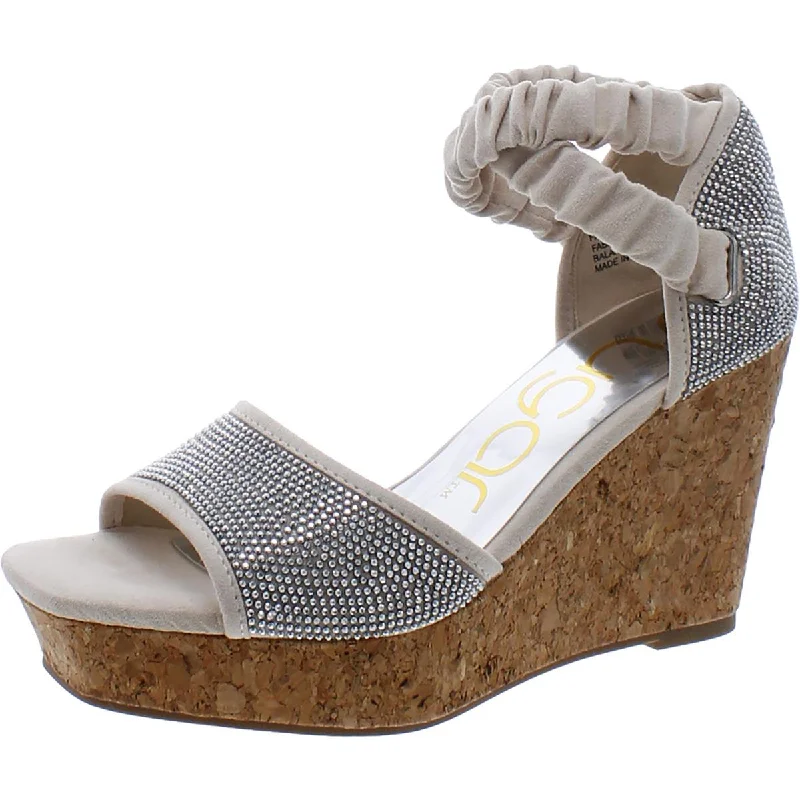 Sugar Womens Faux Suede Wedge Sandals