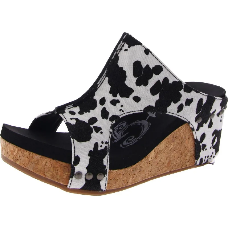 Very G Womens Besito Printed  Wedge Sandals