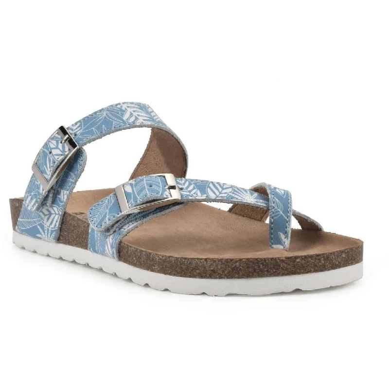 White Mountain Womens Gracie Leather Flat Footbed Sandals