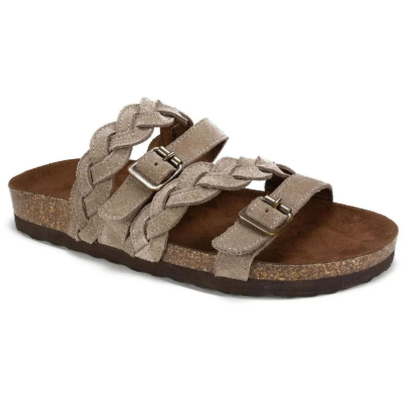 White Mountain Womens Holland Buckle Braided Footbed Sandals