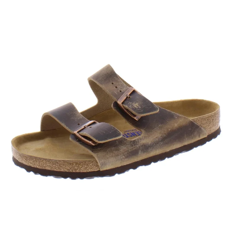 Womens Leather Buckle Flat Sandals