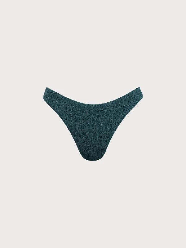 Dark Green Textured Bikini Bottom