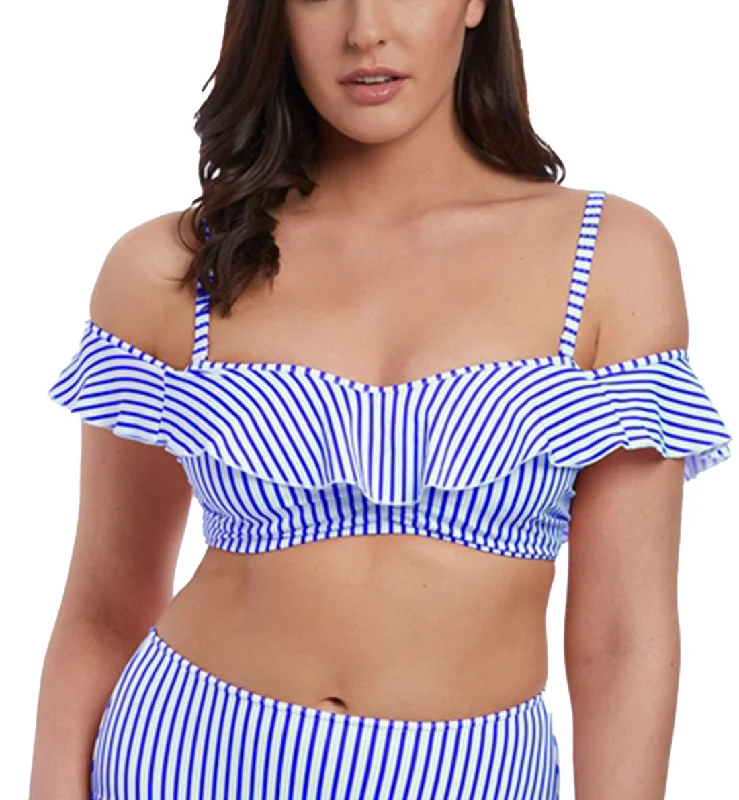 Freya Totally Stripe Underwire Padded Bardot Bikini (6552) - Cobalt