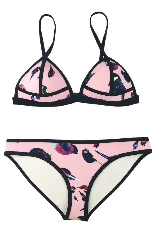 Iyasson Triangle top with Floral Printing Neoprene Bikini Set