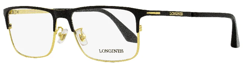 Longines Men's Rectangular Eyeglasses LG5005-H 02A Matte Black/Gold 56mm