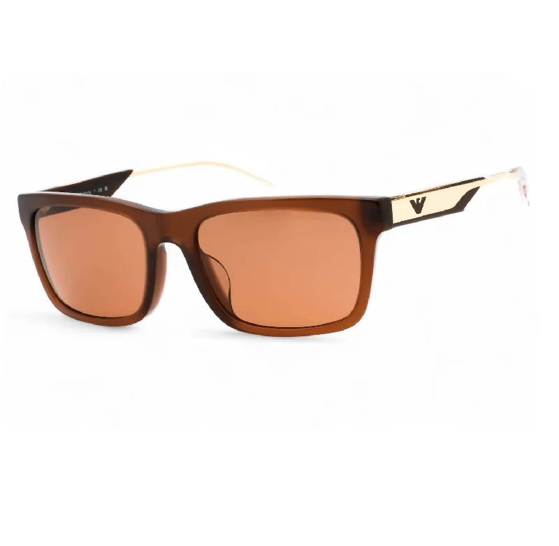 Men's 0Ea4224F Sunglasses In Shiny Bordeaux / Dark Brown