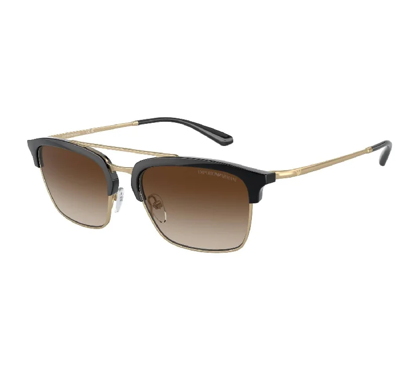 Men's 0Ea4228 Sunglasses In Shiny Black/matte Pale Gold / Brown Gradient