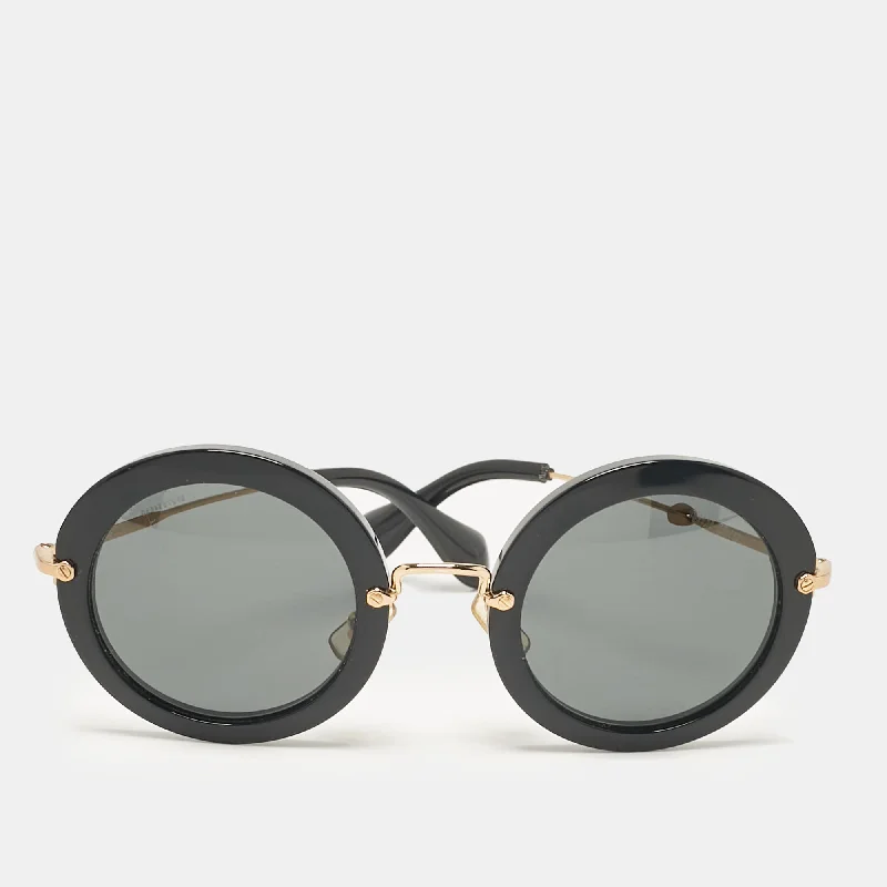 Miu Miu Black Smu 13N Round Sunglasses