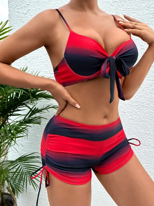 Ombre Red and Black Push Up bikini Shorts