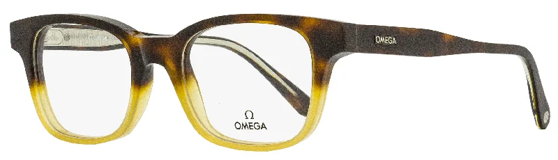 Omega Men's Rectangular Eyeglasses OM5004H 056 Havana-Honey/Crystal 52mm