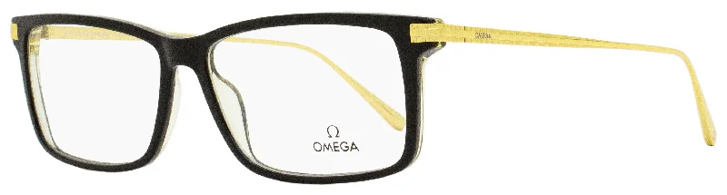 Omega Men's Rectangular Eyeglasses OM5014 005 Black/Gold 58mm