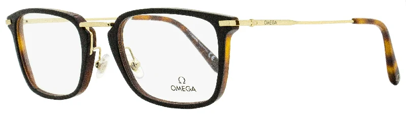 Omega Men's Rectangular Eyeglasses OM5025 005 Black/Havana 53mm