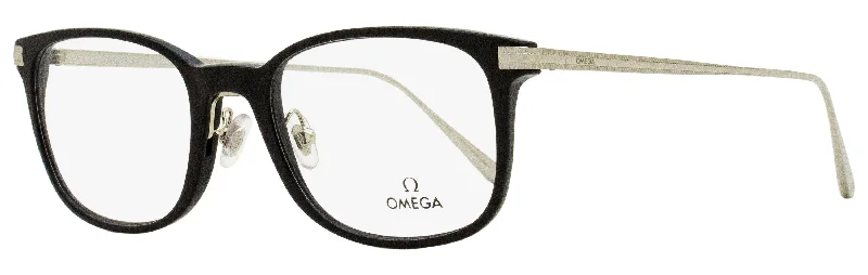 Omega Men's Rectangular Eyeglasses OM5039 001 Black/Ruthenium 53mm