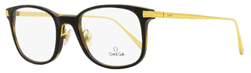 Omega Men's Rectangular Eyeglasses OM5039 005 Black/Havana/Gold 53mm