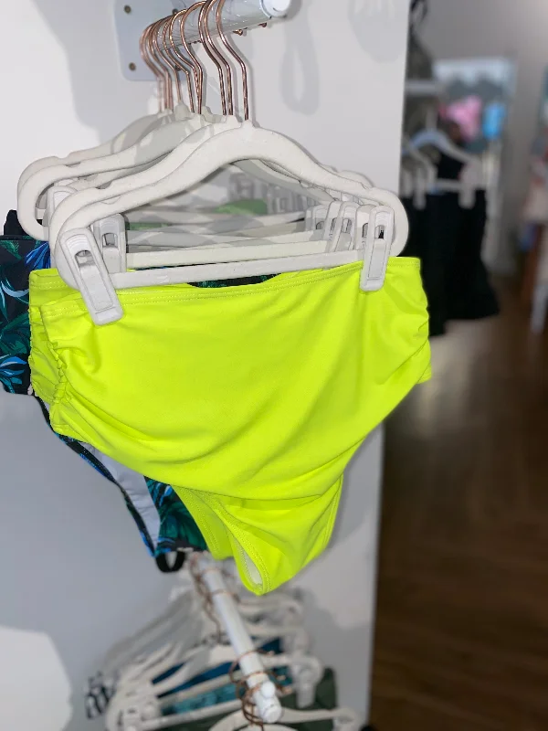 SALE - Neon Lime Ruched Bikini Bottoms