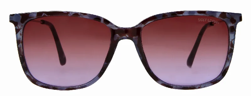 Suzy Levian Women's Purple Tortoise Square Lens Silver Accent Sunglasses