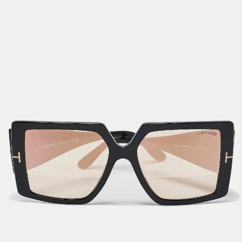 Tom Ford Black/orange Mirrored Tf790 Quinn Square Sunglasses