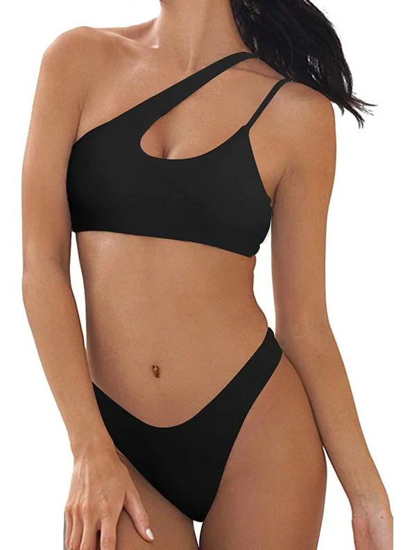 Upopby One Shoulder Bikini Set Swimsuit