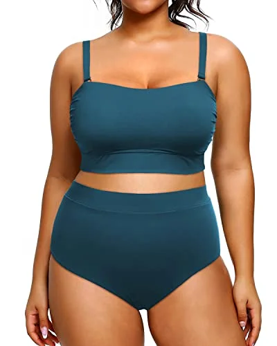 Women's Criss Cross O-Ring Cutout Swimwear High Neck Two Piece Swimsuit